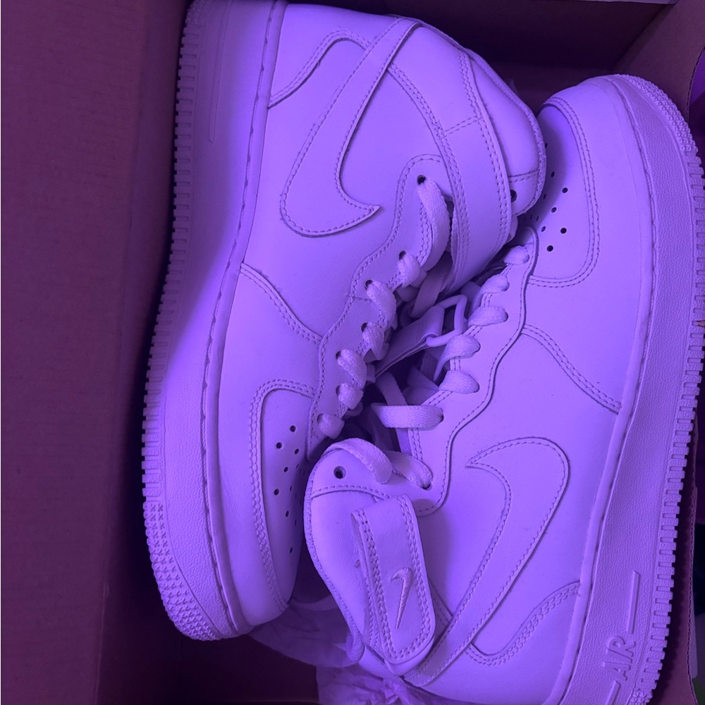 Nike Air Force 1 Mid Kids White High-Top Sneakers